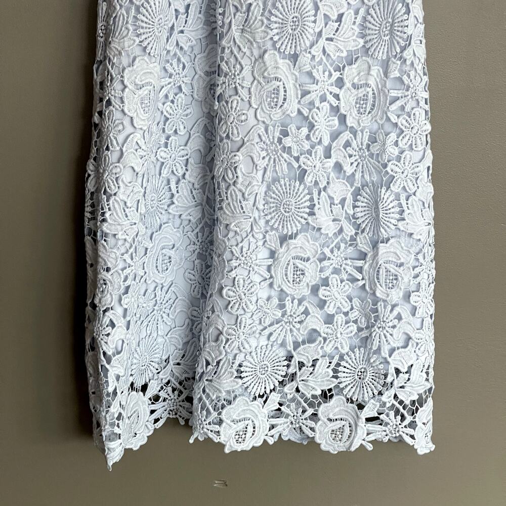 Lulu's Love Poem Light Blue Lace Mini Dress Size Small Halter Crochet Cocktail‎ - Picture 9 of 16